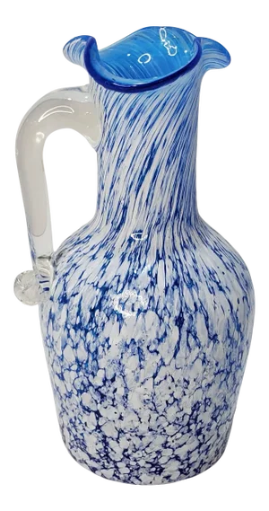 Pilgrim Blue and White Smooth Spatter Glass Pitcher