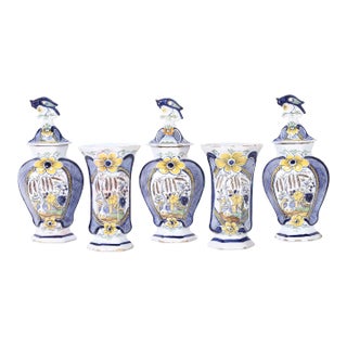 Delftware Group of Five Antique Dutch Urns and Vases For Sale