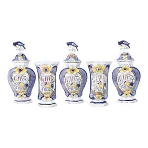 Delftware Group of Five Antique Dutch Urns and Vases