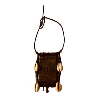 1920s Tuareg Leather Brass African Talisman Wall Hanging For Sale