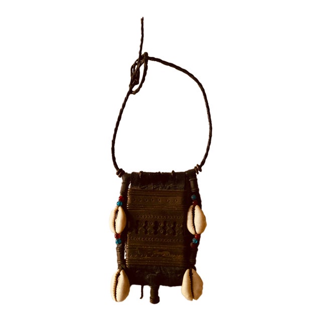 1920s Tuareg Leather Brass African Talisman Wall Hanging For Sale