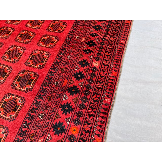 Vintage Afghan Turkmen Ersari Tekke Gul Rug - 6'2" X 3'10" For Sale - Image 4 of 11