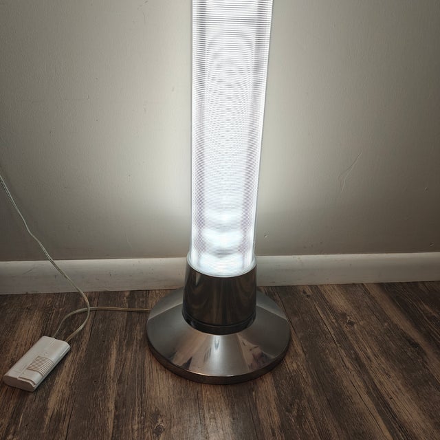 Metal Vintage 2000's 67" Tall Acrylic Lucite Gradient Floor Lamp With Dimmer For Sale - Image 7 of 15