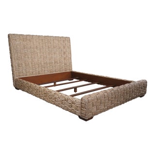 Williams-Sonoma Woven Seagrass Rope Modern Boho Chic Queen Size Sorrento Bed For Sale