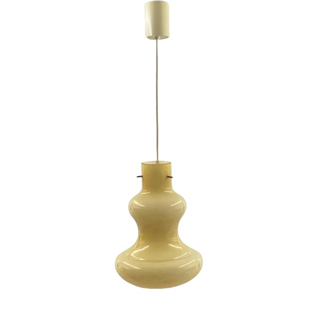 Opaline and Brass Ceiling Light, Italy, 1970s For Sale