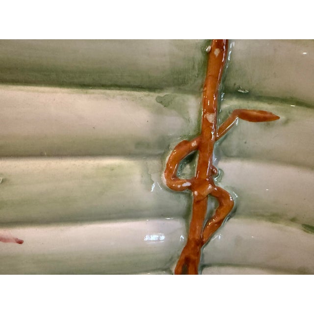 Ceramic Vintage Hand-Painted Italian Majolica Aspargus Platter For Sale - Image 7 of 9