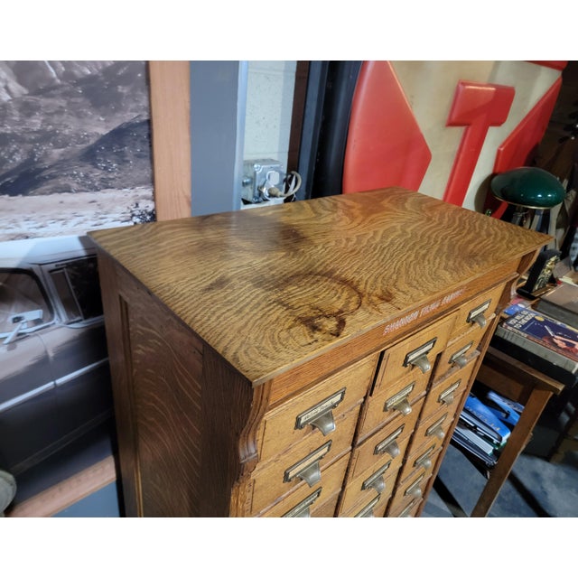 Antique Tiger Oak File Cabinet Circa. 1900 (24) Drawers For Sale - Image 10 of 11