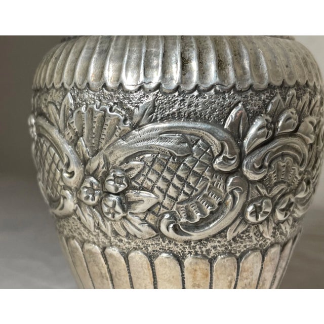 Antique 1800s Antonius Ruijter Repousse Floral Dutch Chased 833 Silver Tea Caddy For Sale - Image 13 of 14