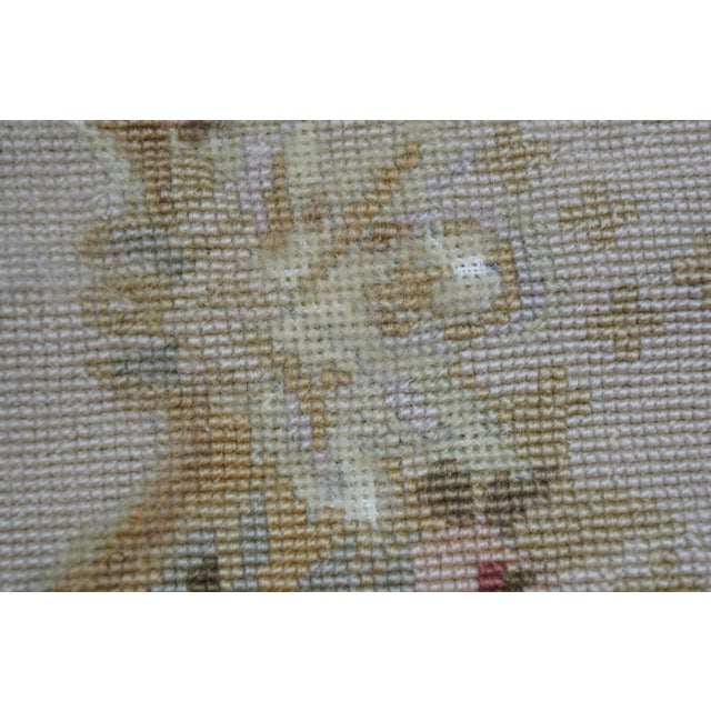 Vintage Floral Rose Needlepoint Textile Tapestry Area Rug 66" For Sale - Image 10 of 17