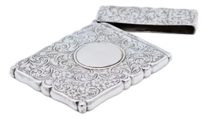 Rectangular Silver Card Case with Engravings