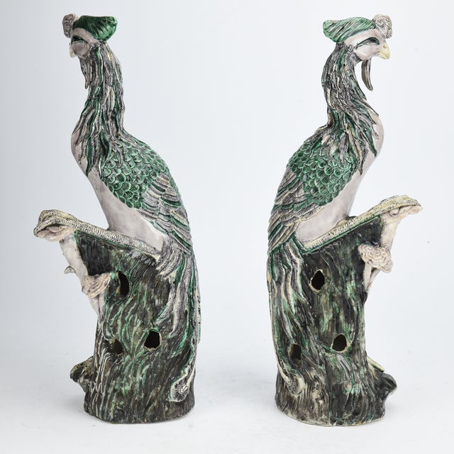 Chinese 18th Century Chinese Porcelain Famille Verte Phoenix Birds - a Pair For Sale - Image 3 of 6