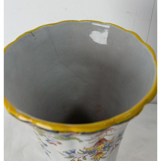 French Art Nouveau Faience Vase with Vegetal Patterns from Vieux Rouen, 1900 For Sale - Image 6 of 9