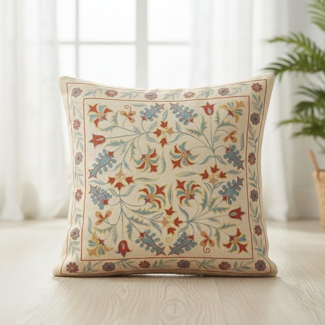 New Hand-Embroidered 100% Silk Cushion Cover – Authentic Uzbek Textile Art Elevate your home décor with this exquisite...