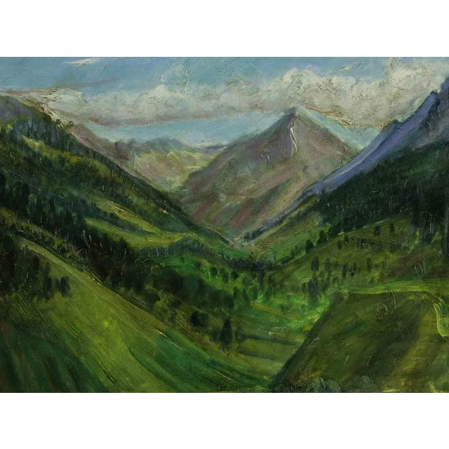 Mountain Landscape is an orignal modern artwork realized by Antonio Feltrinelli in 1920s. Mixed colored oil painting on...