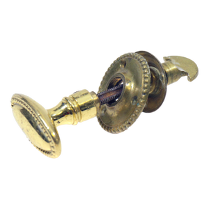 Vintage Brass Oval Beaded Closet Door Knob Set