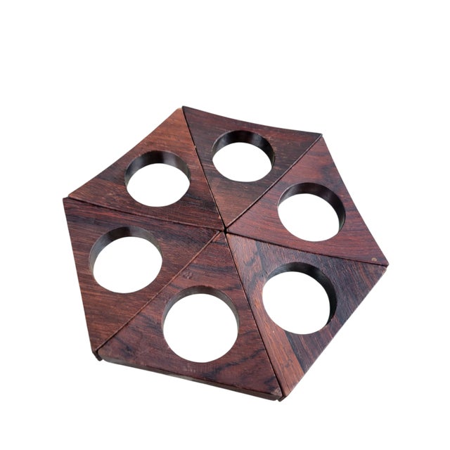 1960s Danish Modern Solid Rosewood Triangular Napkin Rings- Set of 6 For Sale - Image 14 of 16