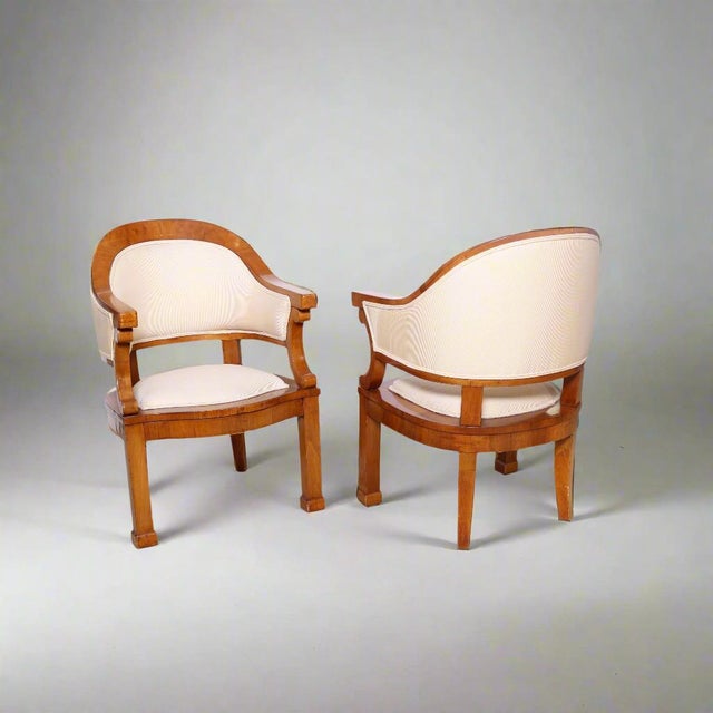 Pair of Antique Biedermeier Cherrywood Armchairs, Attr. to Joseph Danhauser For Sale - Image 11 of 18