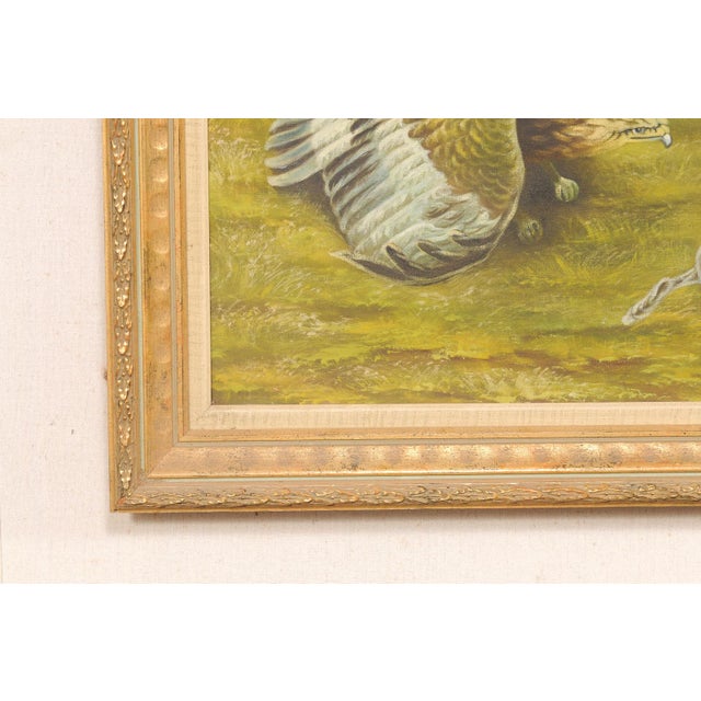 Swedish Painting of a Hawk W/Rabbit, 1950's For Sale - Image 4 of 12