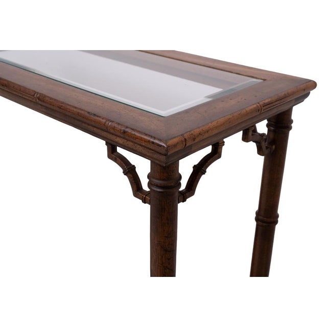 Chippendale Chinese Console Table in Faux Bamboo, 1970s For Sale - Image 9 of 11