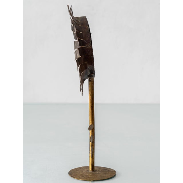 Metal Mid-Century French Brass and Copper Sunflower Table Mirror by Jean Vinay, 1960s For Sale - Image 7 of 13