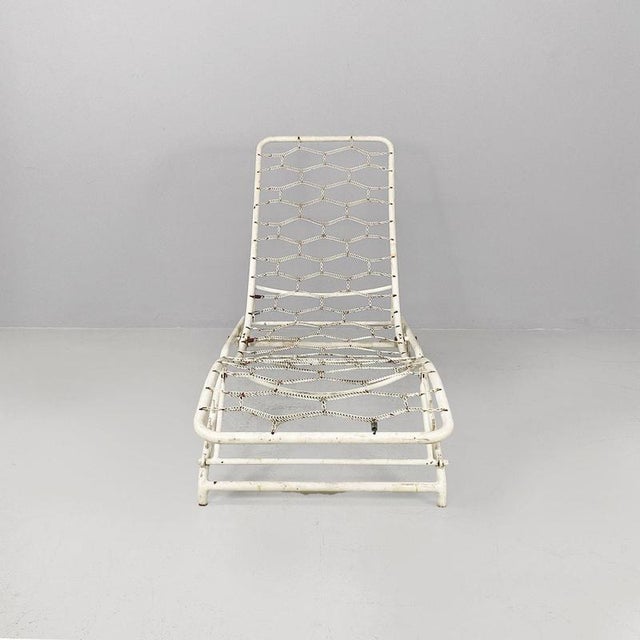 Metal Mid-Century Italian Modern White Iron Garden Deck-Chair or Chaise Longue, 1960s For Sale - Image 7 of 18