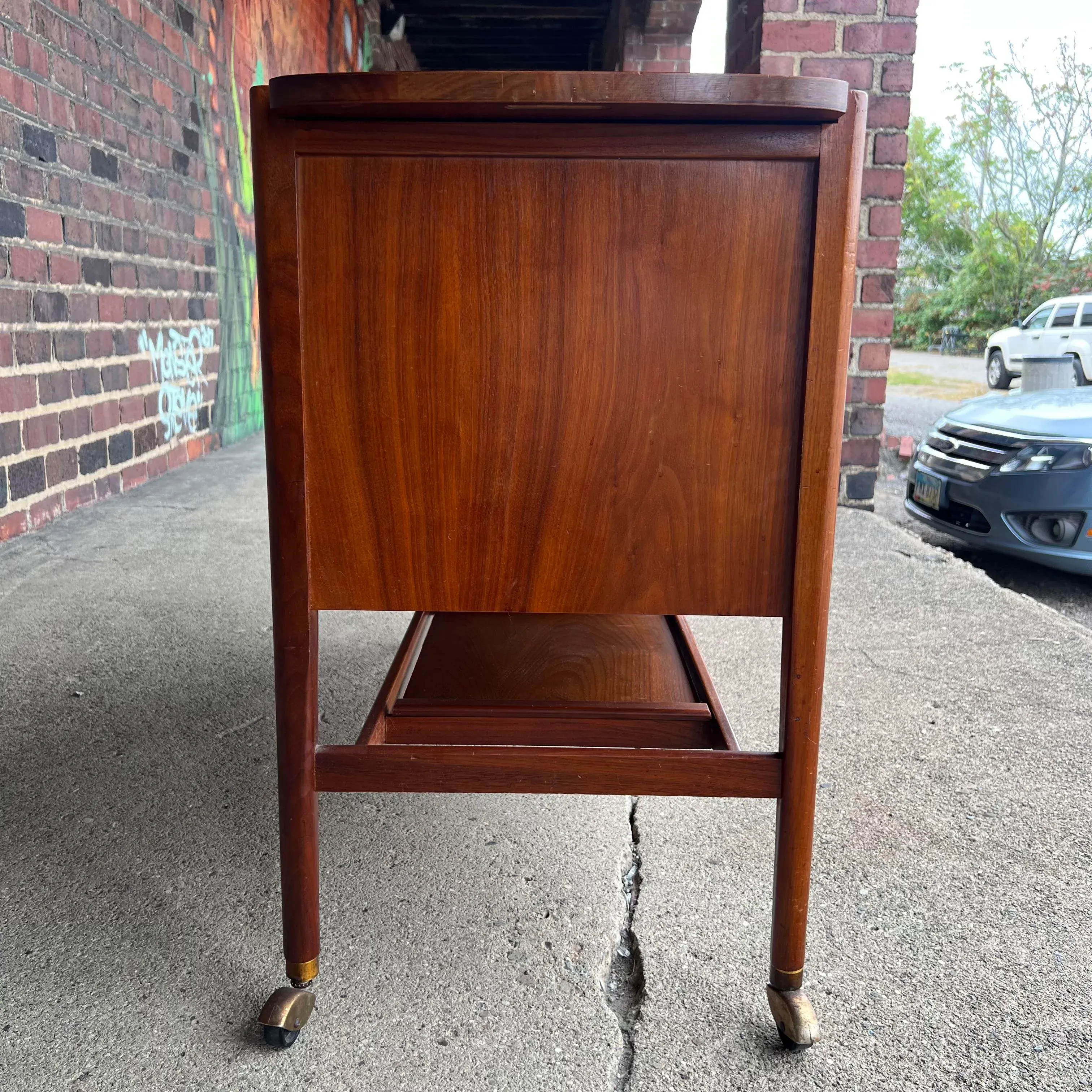 Kipp Stewart for Drexel Declaration Tambour Door Bar Cart Mid