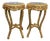 1980s French Louis XVI Gold Gray Marble Side Tables - Pair For Sale