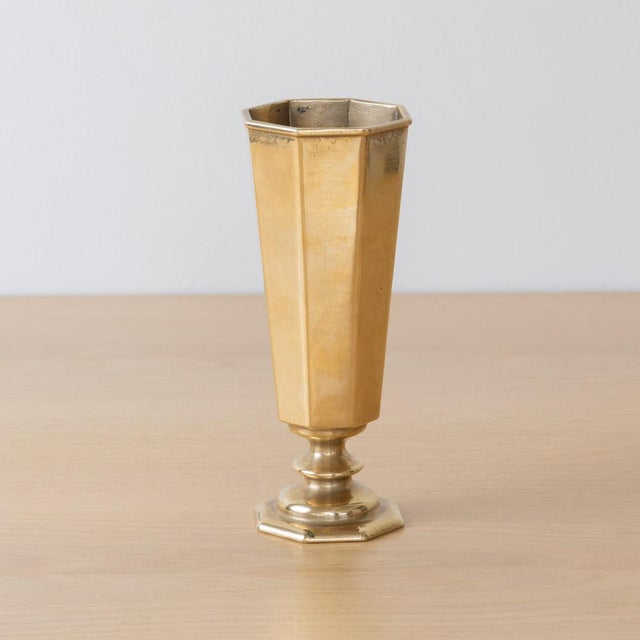 1950s 1950s French Brass Faceted Vase For Sale - Image 5 of 10