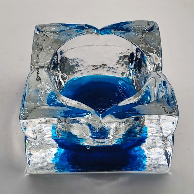 Square Ashtray in Hand-Worked Murano Glass with Ice Cube Effect, 1970s For Sale - Image 6 of 9