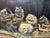 British Persian Cat Painting by Agnes Augusta Talboys RWA with Decorative Tea Service Large Early 20th Century Oil on...