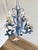 French Blue and White Tole Floral Cage 4-Light Chandelier, 1970s For Sale - Image 10 of 15