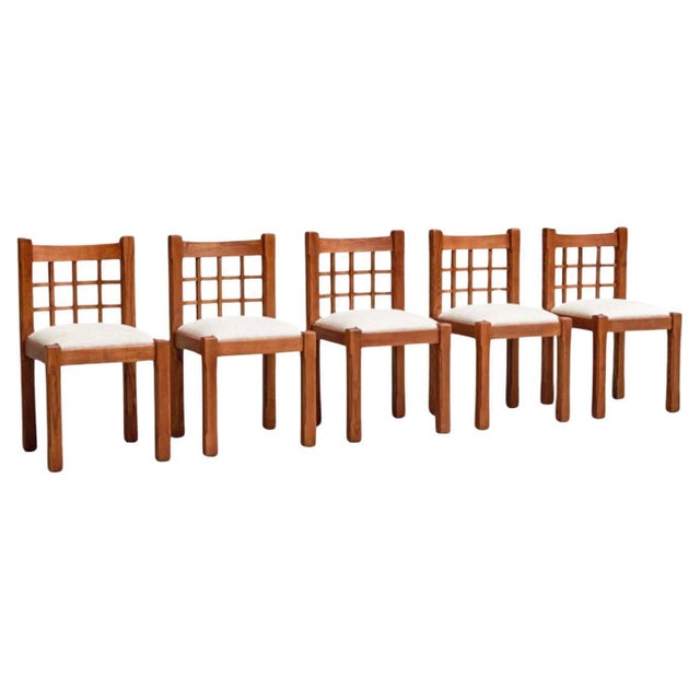 Dining Chairs in Elm in the style of Pierre Chapo, France, 1960s, Set of 5 For Sale - Image 14 of 14