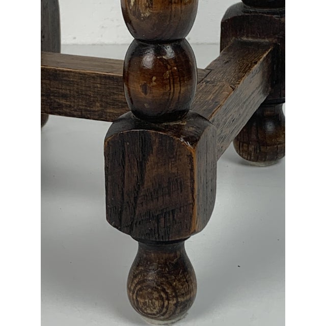 Wood Mid-Century French Carved Oak Side Table with Lotus Motif, 1950s For Sale - Image 7 of 18