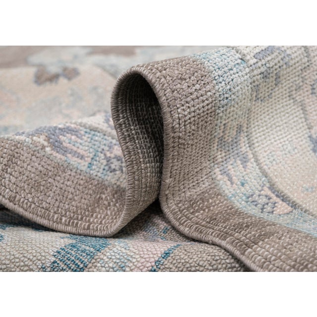 Modern Turkish Oushak Rug Gray & Blue Handwoven Wool Rug 6'2" X 8'8" For Sale - Image 3 of 9