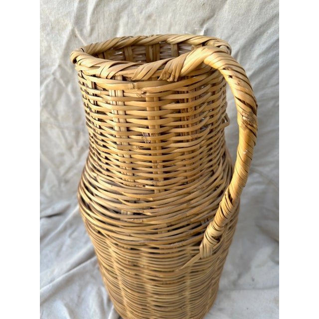 Vintage Woven Rattan Basket Floor Vase Chairish