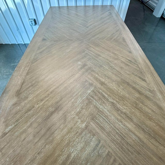 Mid-Century Modern Gabby "Davenport" Cerused Mindi Wood Dining Table on Iron Faux Bamboo Base For Sale - Image 3 of 11