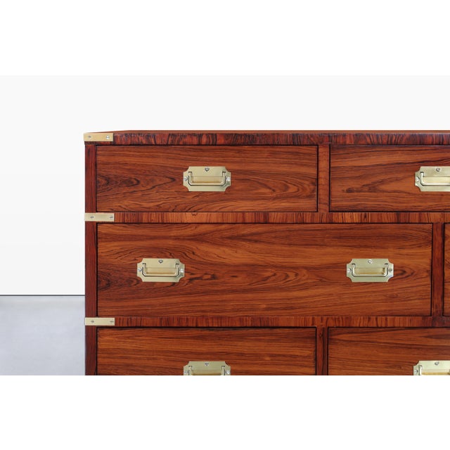 1960s Vintage Rosewood and Brass Campaign Dresser by John Stuart For Sale - Image 9 of 13