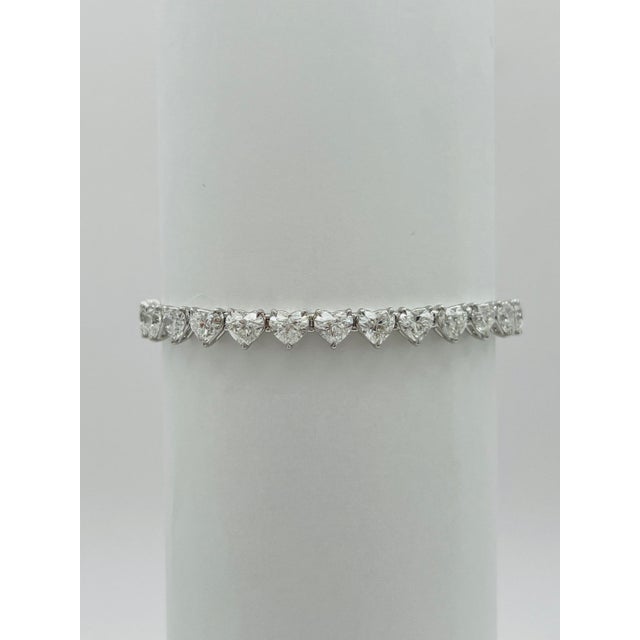 Gia Half Carat Heart Diamond Tennis Bracelet in 18k White Gold For Sale In Los Angeles - Image 6 of 7