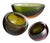 Pluto bowl expertly handblown art glass and features striking layering in rich green and orange hues. It's bold design...