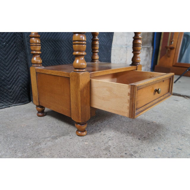 Drexel Vintage Drexel American Treasury Country Pine 2 Tier Nightstands Side Tables Pair For Sale - Image 4 of 12