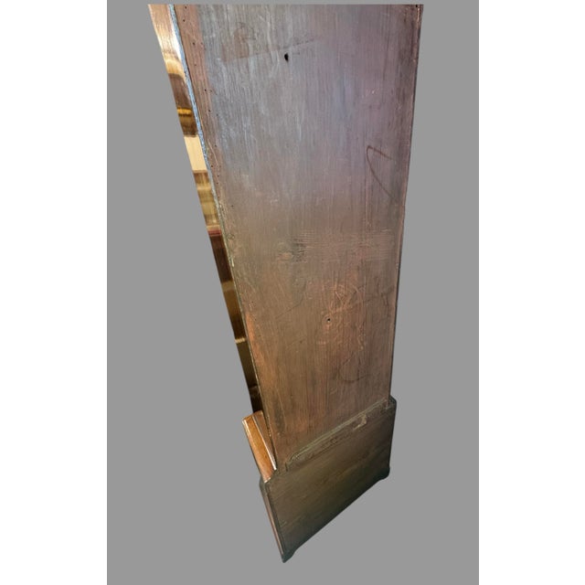 Antique English Tall Case Inlay Grandfather Clock Hand Painted Dial Face Irvine For Sale - Image 12 of 12