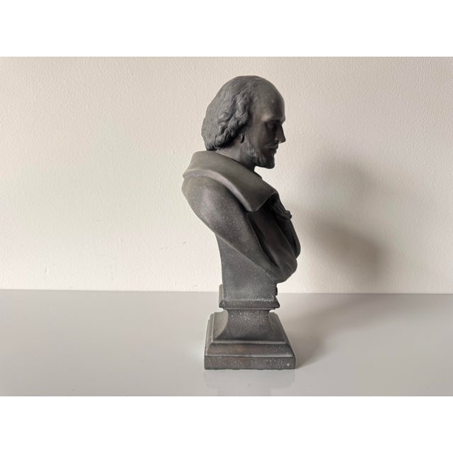 Vintage Cast Metal Bust of William Shakespeare on Pedestal Base For Sale - Image 10 of 12