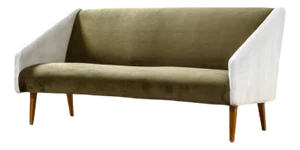Italian Sofa with Wooden Frame and Fabric Covering in the Style of Gio Bridi, 1950s