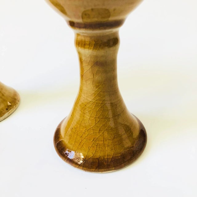 Late 20th Century Studio Pottery Goblets - Set of 2 For Sale - Image 5 of 7