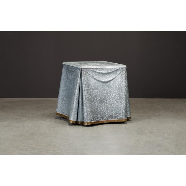 Gray Original Production John Dickinson Galvanized Steel Drape End Table, Signed For Sale - Image 8 of 12