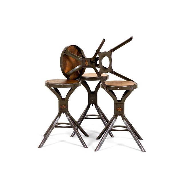 Wood Industrial Stools from Four Evertaut, Set of 4 For Sale - Image 7 of 18