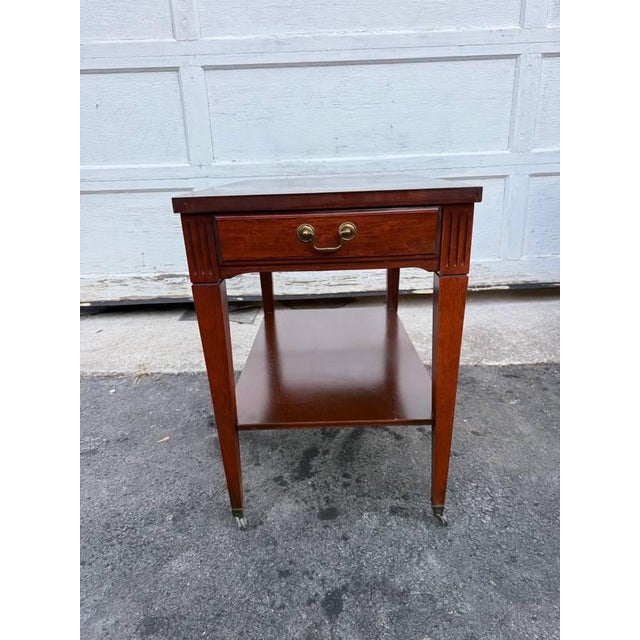 Pair of Vintage Federal Style Mahogany 2 Tier Side Tables by Mesman For Sale - Image 15 of 15