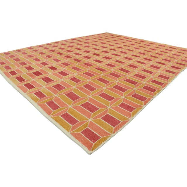 53200 New Contemporary Moroccan Rug, 09'11 x 12'04. The Modernist Mirage: A Moroccan Masterpiece of Bauhaus Geometry This...