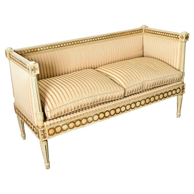 19th Century Swedish 19th Century Painted and Parcel Gilt Settee For Sale - Image 5 of 13