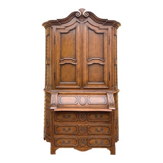 20th Century Dennis & Leen French Louis XV Style Carved Fruitwood Secretary / Desk For Sale